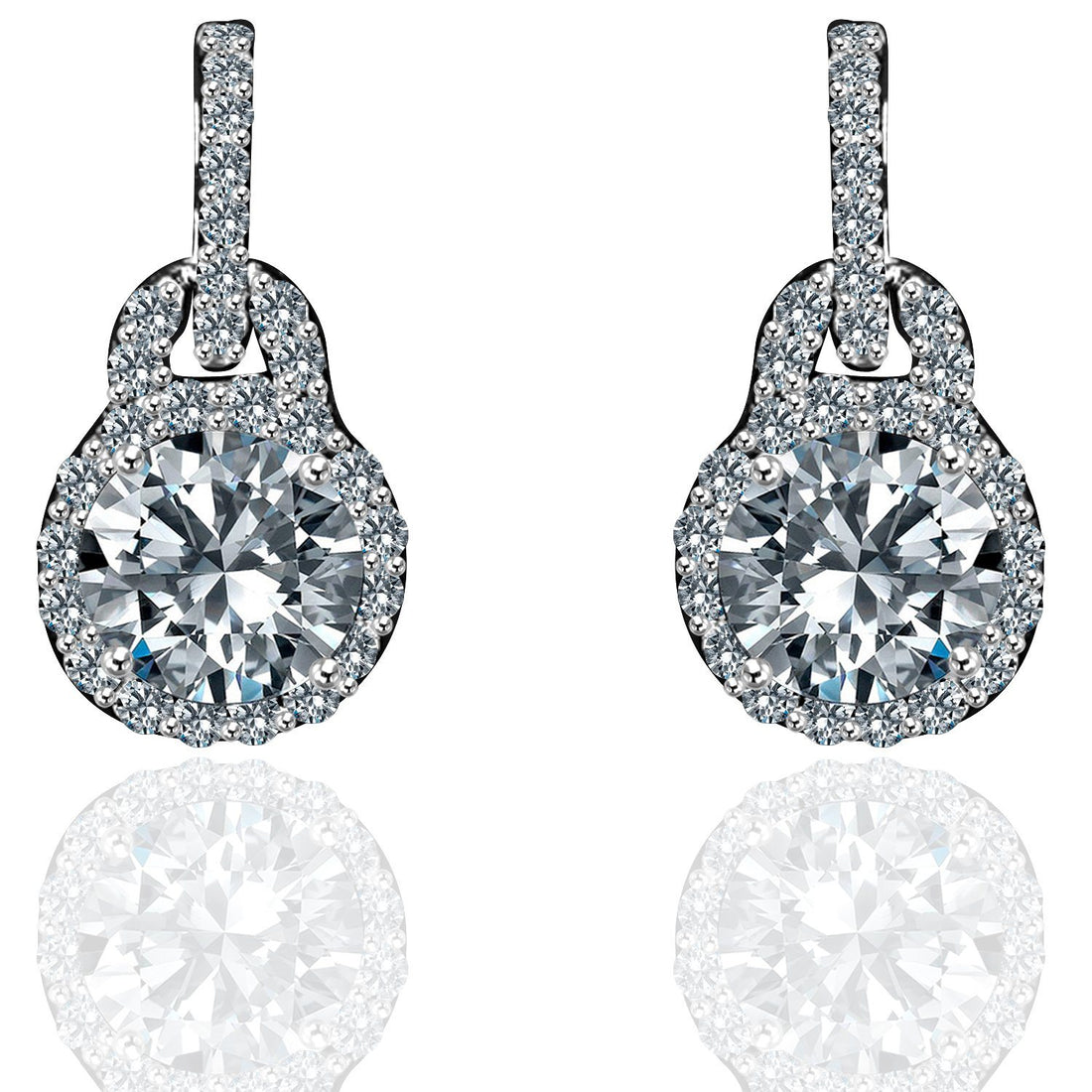 0.75 CT Diamond Veneer Cubic Zirconia  Solitare Sterling Silver Earrings