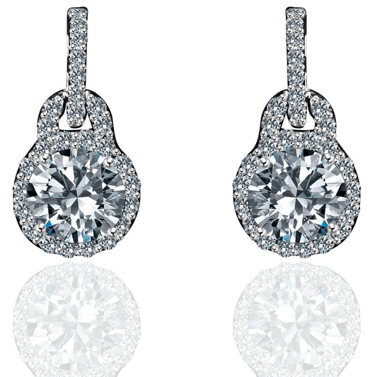 0.75 CT Diamond Veneer Cubic Zirconia  Solitare Sterling Silver Earrings