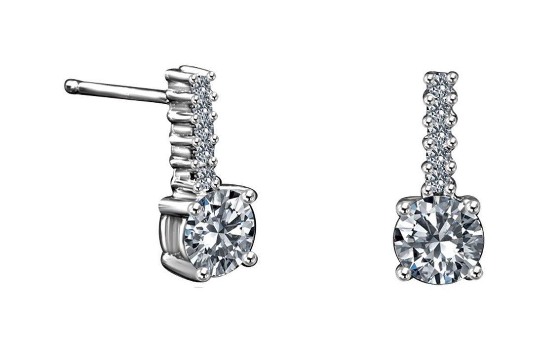 1.5 CT Diamond Veneer Cubic Zirconia Round Drop Sterling Silver Earrings
