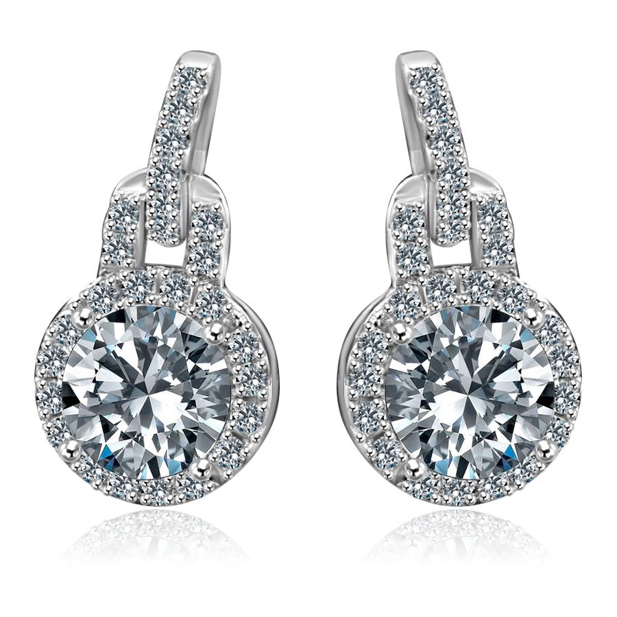 1.5 CT Diamond Veneer Cubic Zirconia Round Sterling Silver Earrings