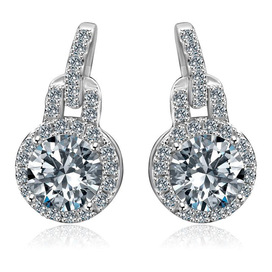 1.5 CT Diamond Veneer Cubic Zirconia  Round Sterling Silver Earrings