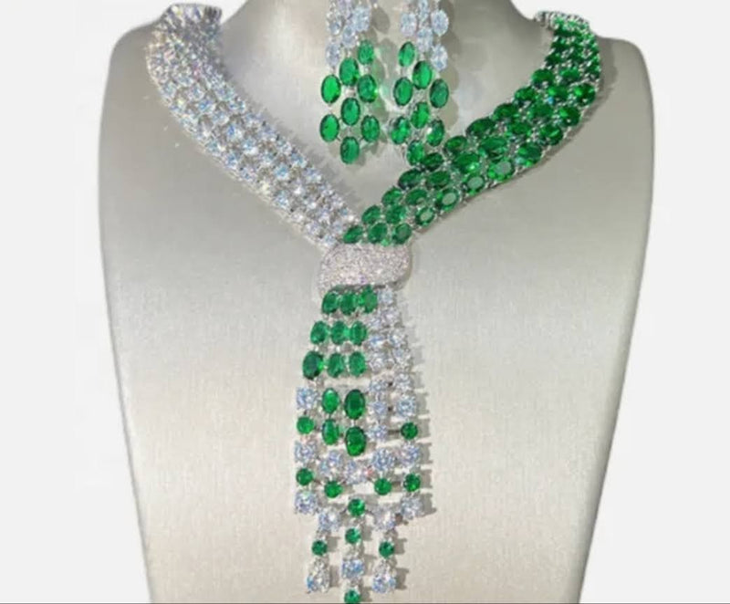 Couture Necklace emerald/Clear Cubic Zirconia Zirconite Set. 841S30090E