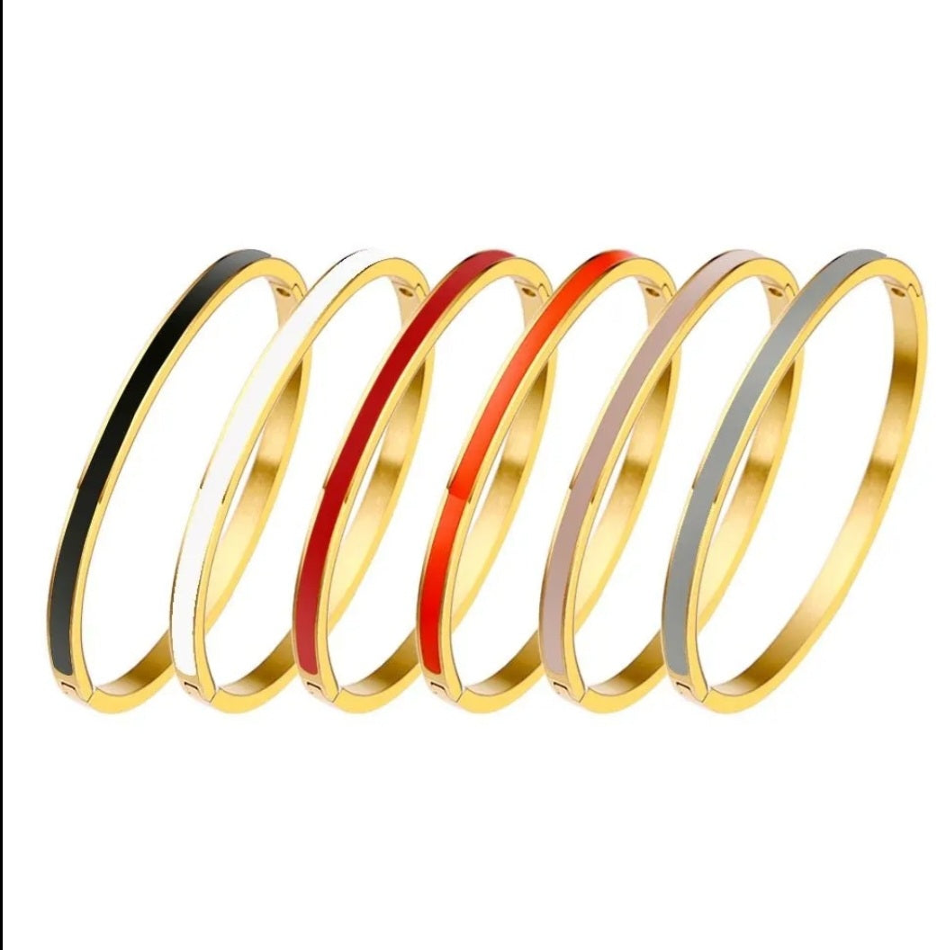Stackable Enamel Bracelet Bangle group Zirconite