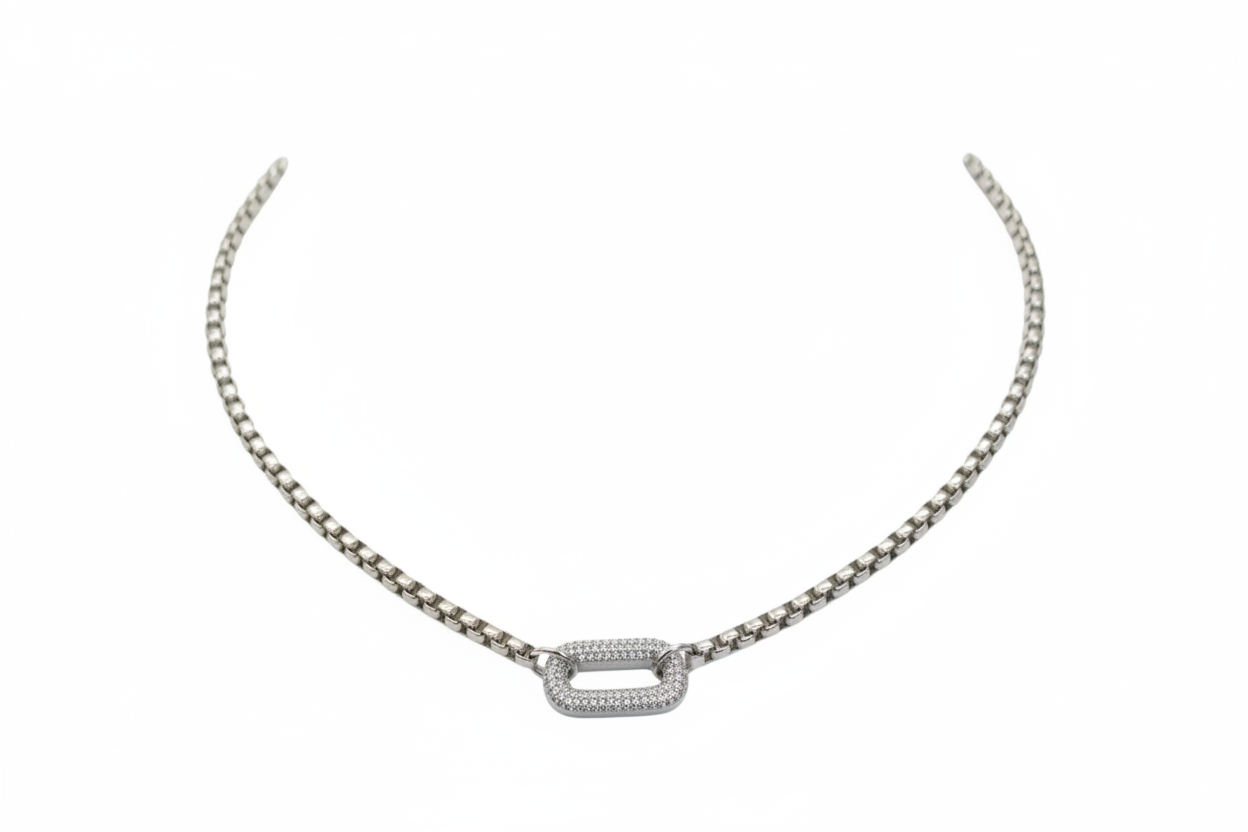 chain Oval center Necklace zirconite 856N102