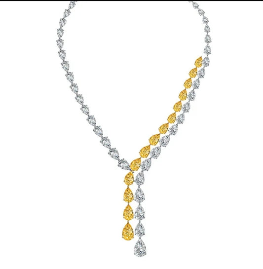 Cubic Zirconia statement  Necklace Lariat Zirconite