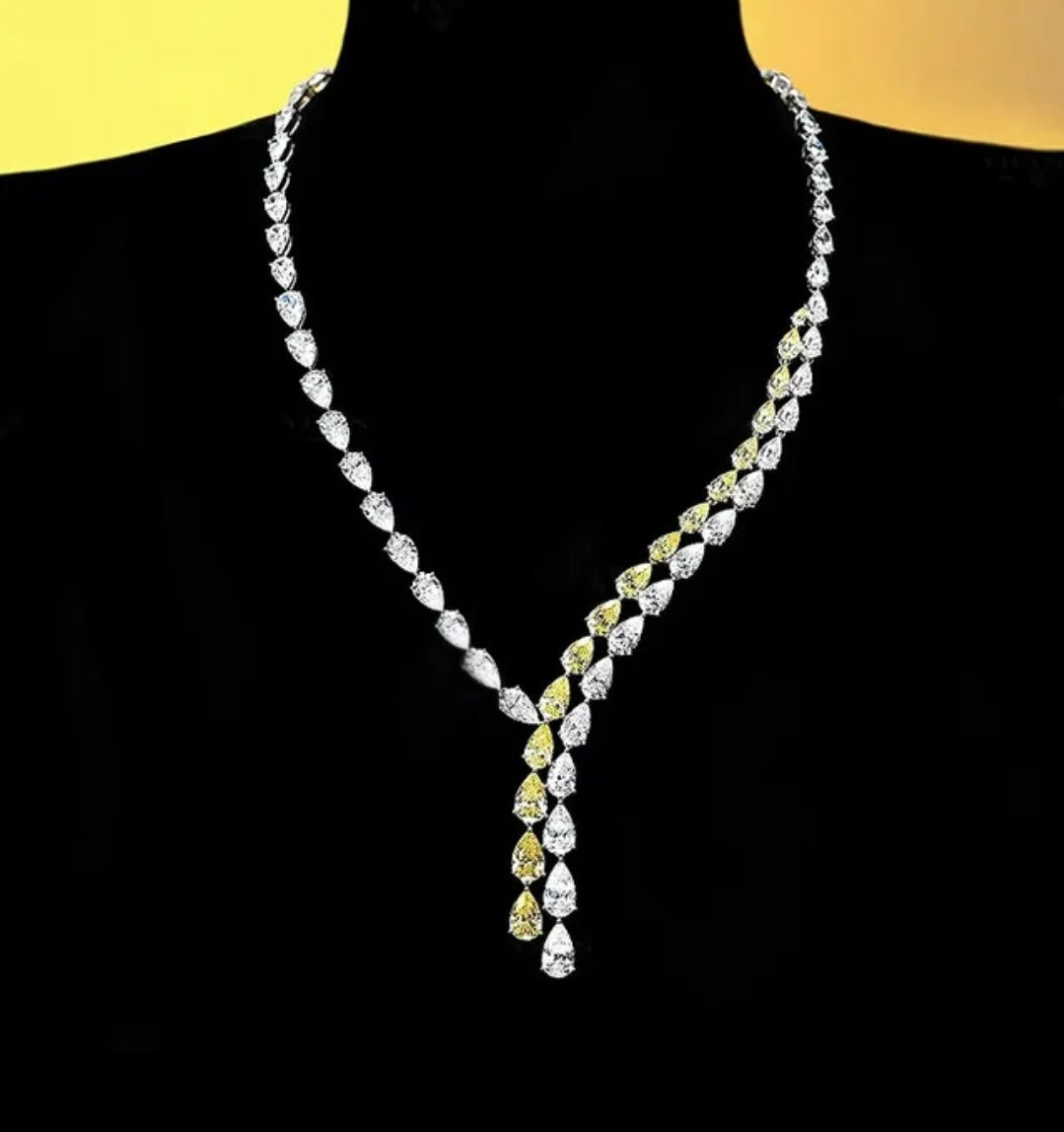 Cubic Zirconia statement  Necklace Lariat Zirconite