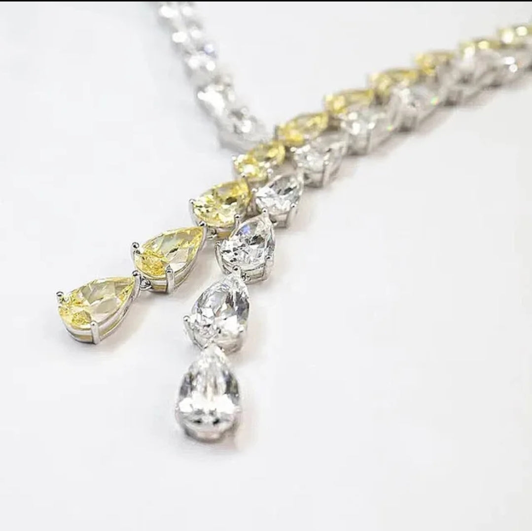 Cubic Zirconia statement  Necklace Lariat Zirconite