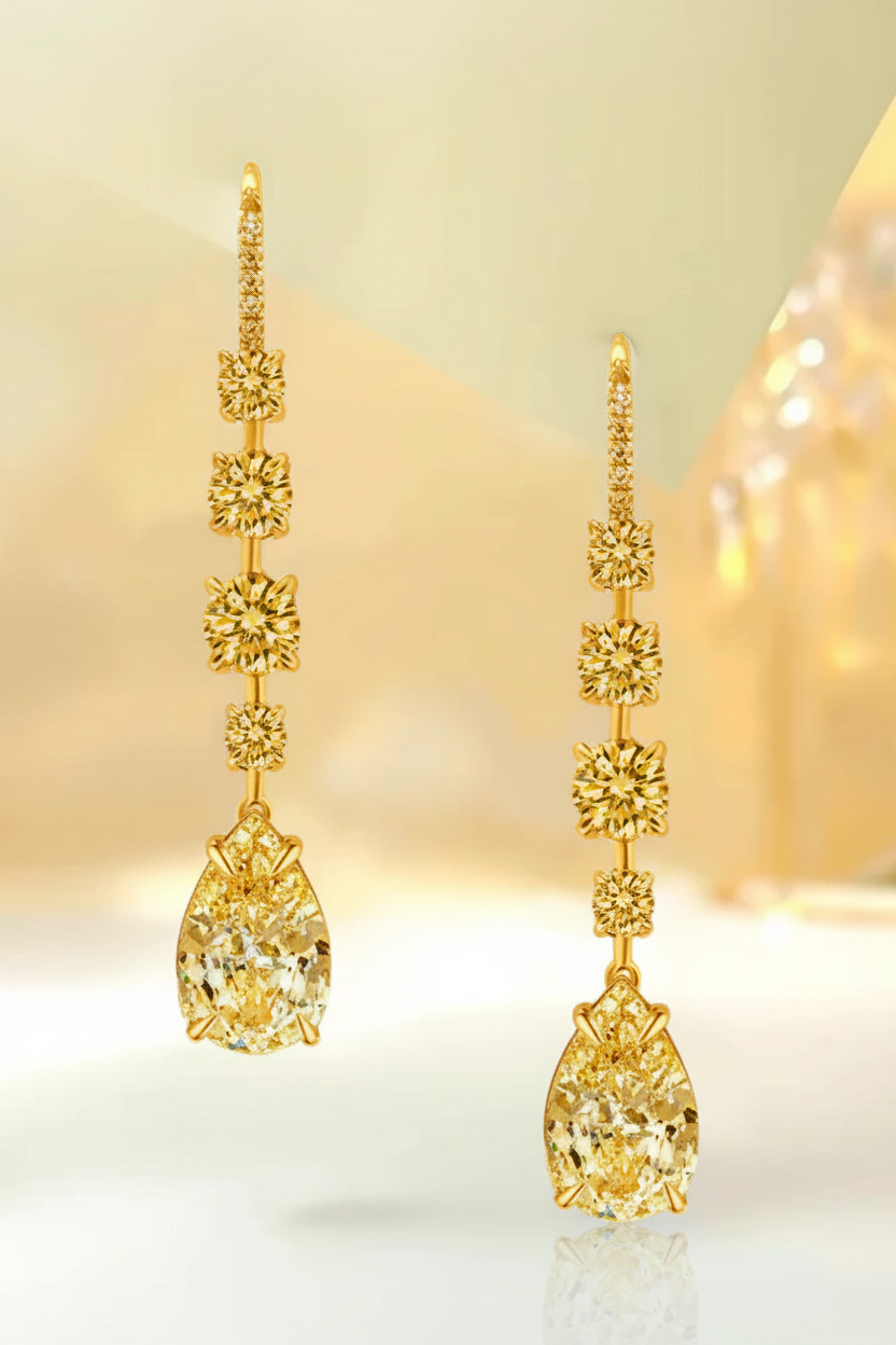 Long vertical drop Earrings Cubic Zirconia. Zirconite 830E1011