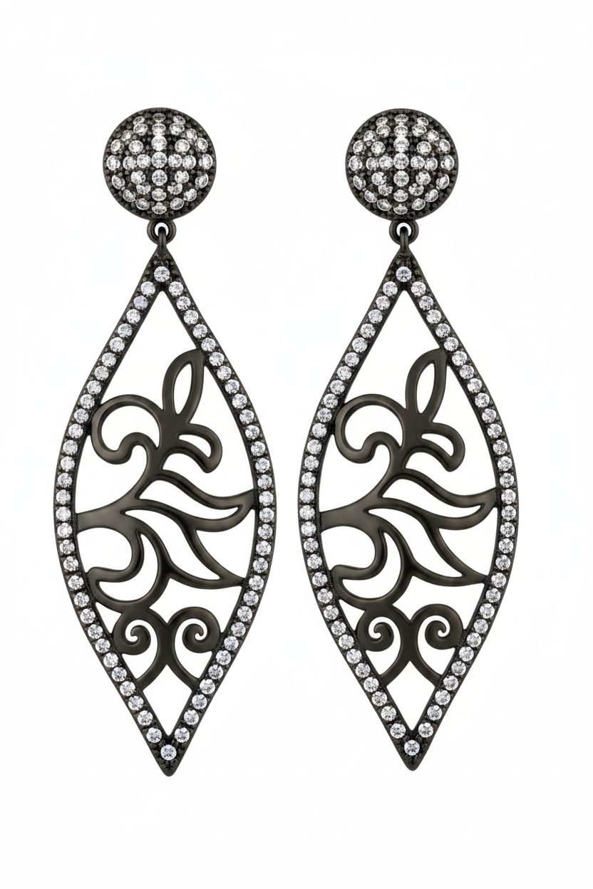 Cubic Zirconia Chandeliers Drop black Earrings | Zirconite Earrings