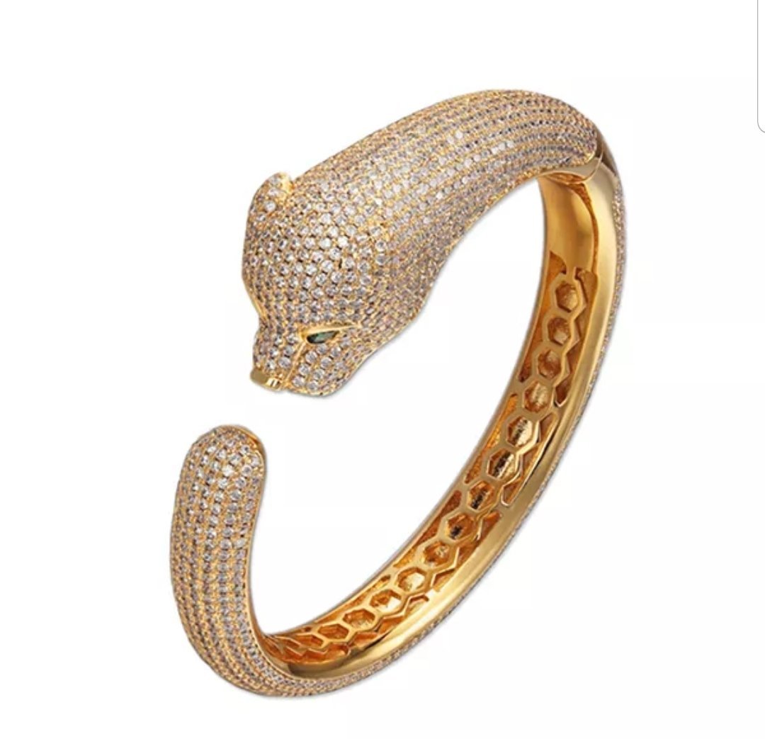 Panther Zirconite Cubic Zirconia hinged Bangle Bracelet. 815B200