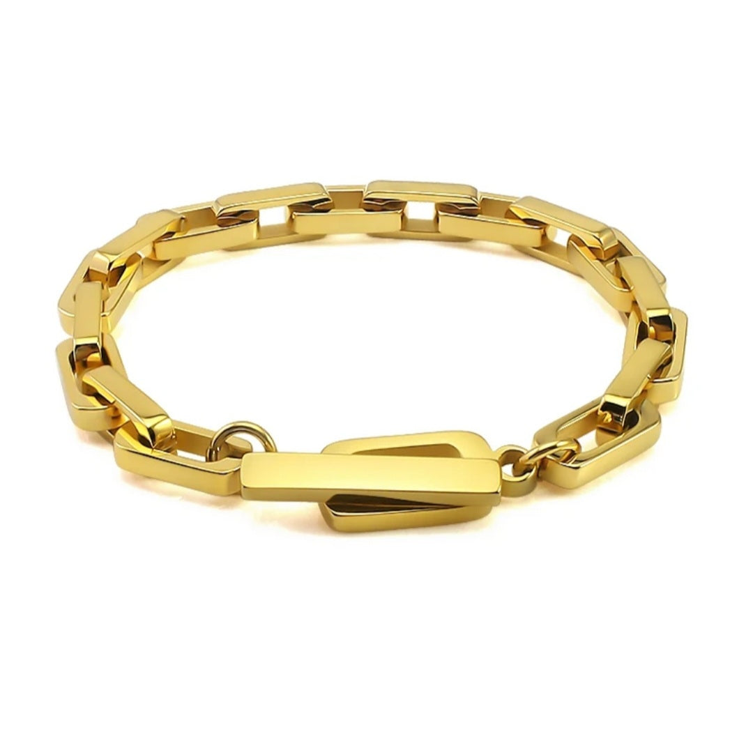 Stainless Steel Paper Clip chain Bracelet. Zirconite 856B102
