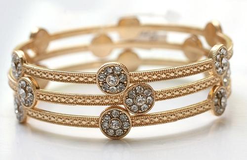Zirconite Set of Three Fashion Bangle Bracelets. 657B3411