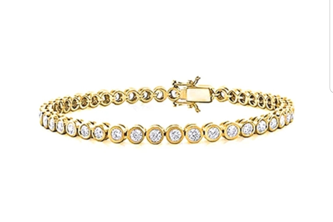 Zirconite Cubic Zirconia Bezel gold Tennis Bracelet