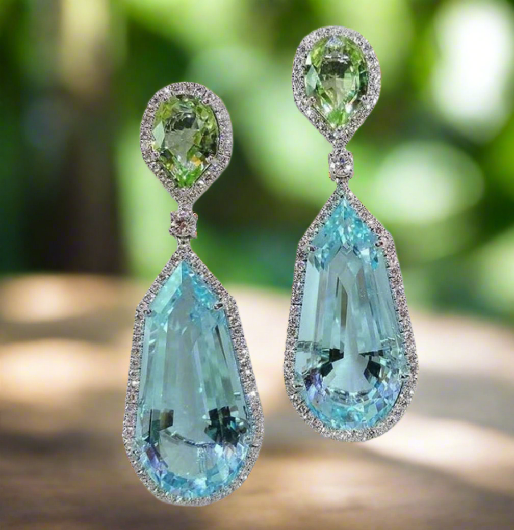 Aqua blue cubic zirconia drop earrings by Zirconite, alternate view, 826E1074
