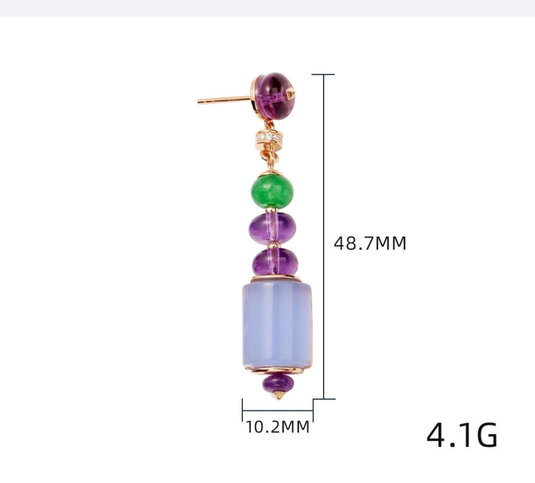 Cabochon gem bead cubic zirconia earrings by Zirconite, alternate view, 840E101