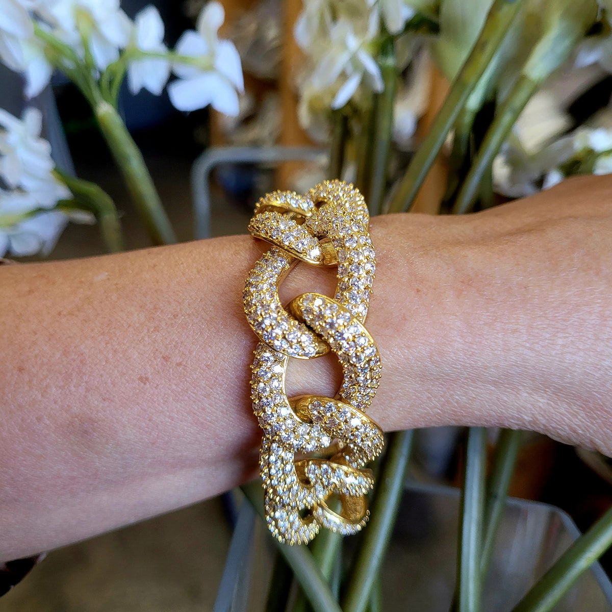 Curved link cubic zirconia couture bracelet by Zirconite, alternate view, 582B1338