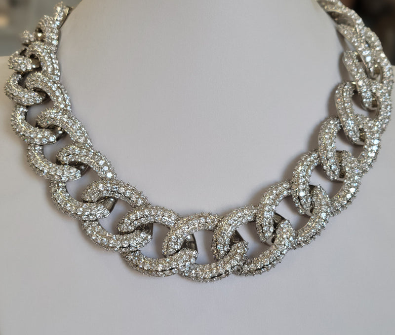 Large Curved Cubic Zirconia Link Necklace