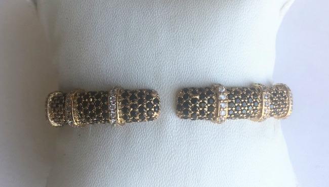 Face-off Zirconite Crystal pave Hinged Bangle Bracelet. 698B10C