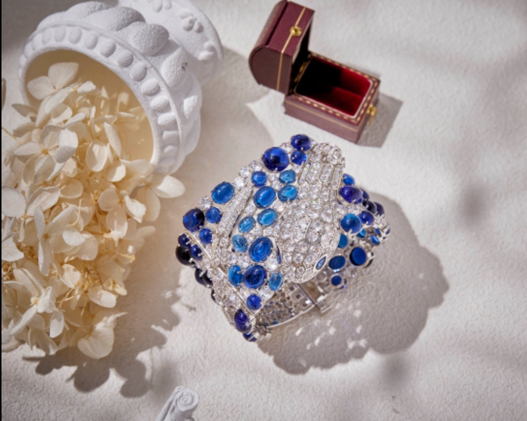Luxurious jeweled cabochon bangle by Zirconite, alternate view, 840B300