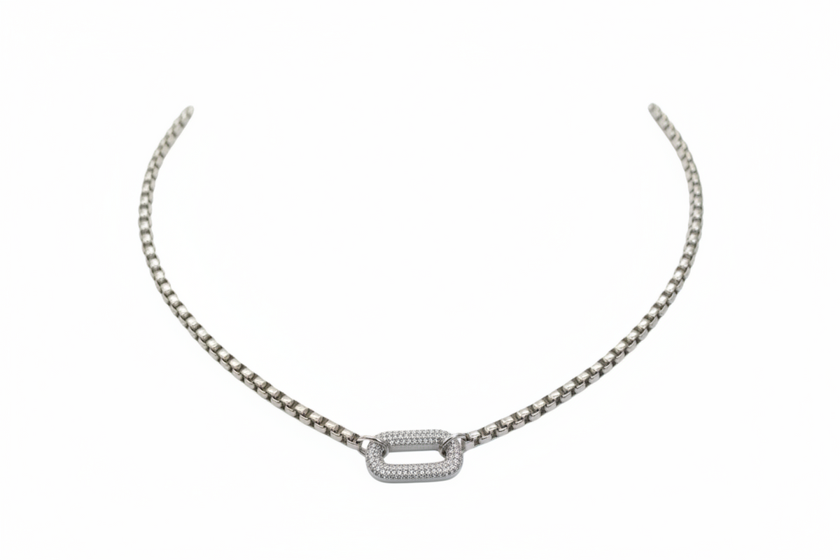 Oval center chain necklace by Zirconite, alternate view, 856N102
