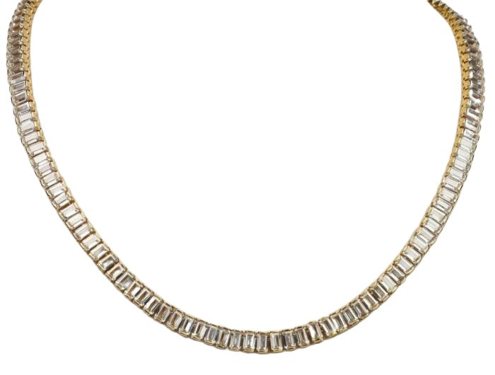 Fabulous Emerald Zirconite gold necklace
