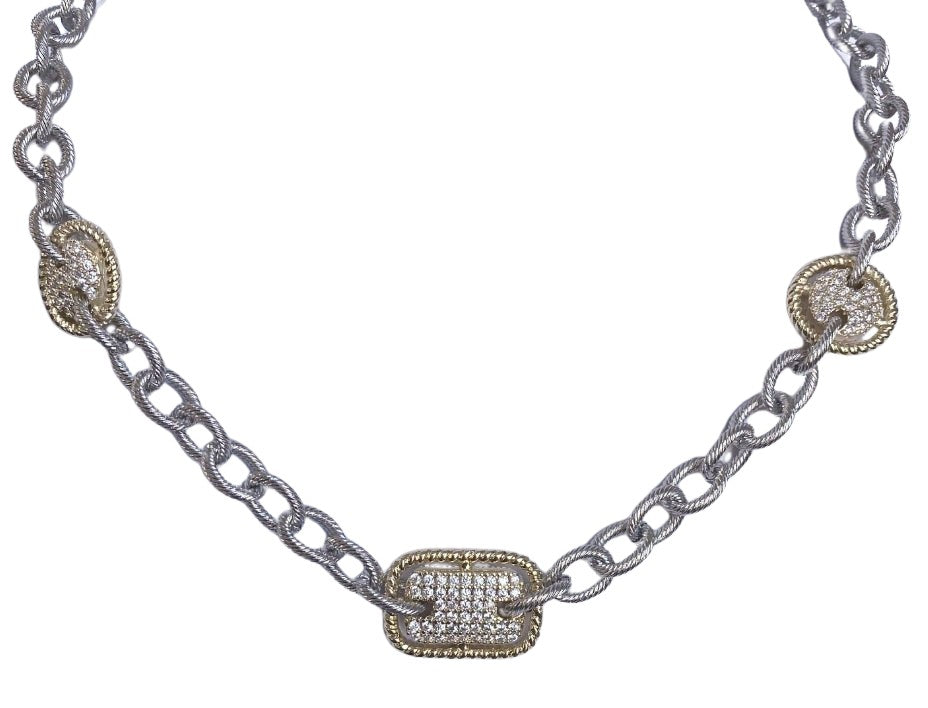 Zirconite cubic Zirconia 2Tone Necklace. 500N6741 | Zirconmania Fashion