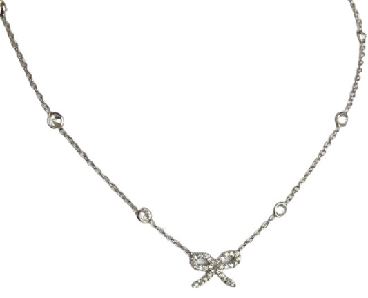 Friendship Knot Zirconite Cubic Zirconia Sterling Silver Station Necklace.  ZBYX10-Knot | Yaacov Hassidim