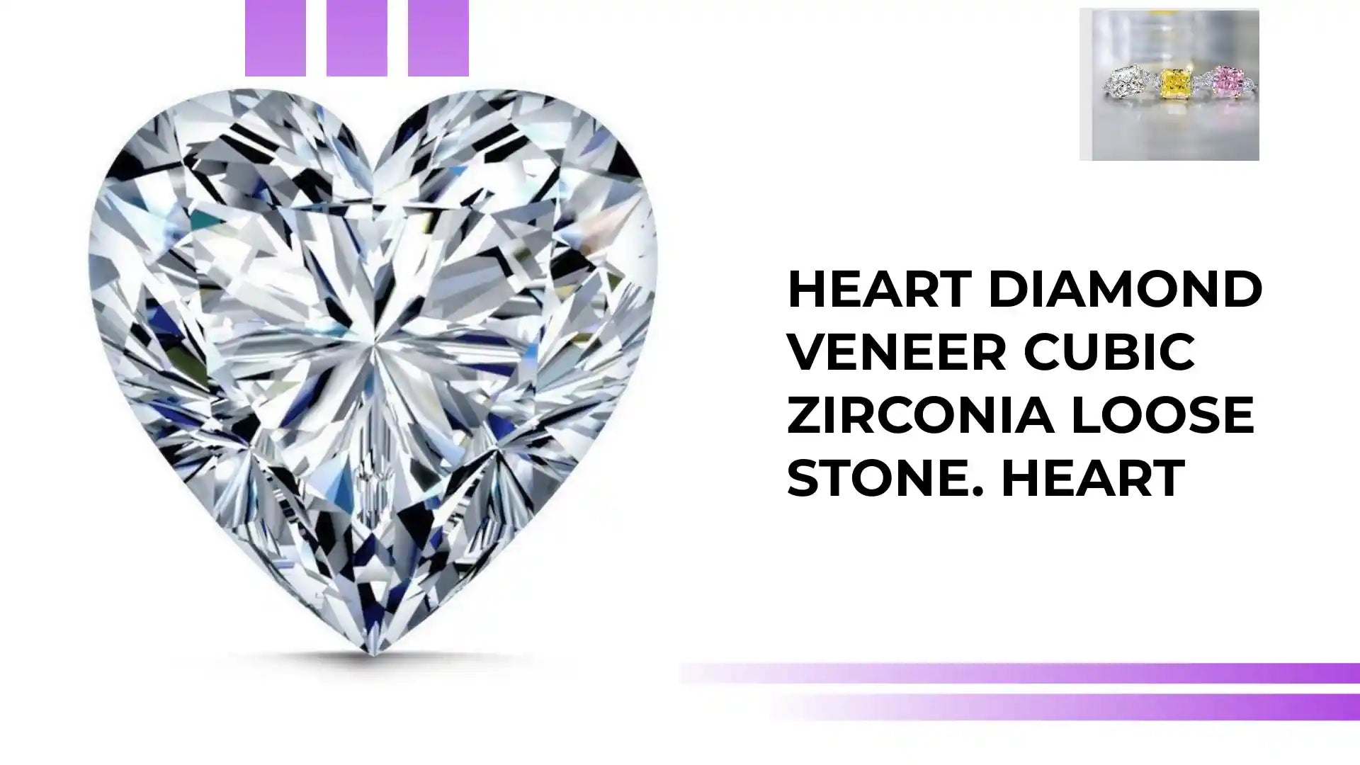 Heart Diamond Veneer Cubic Zirconia Loose Stone. HEART by@Outfy