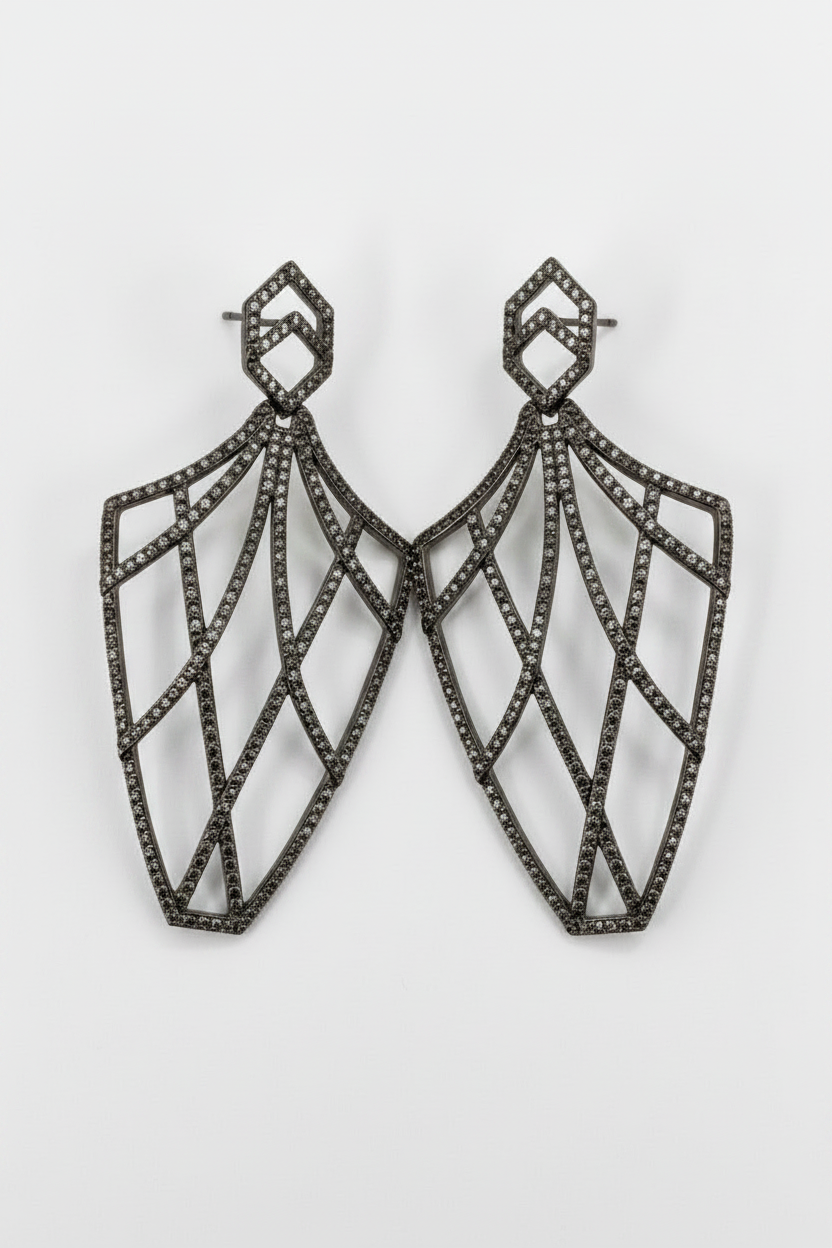 Elegant Art Deco Chandeliers Earrings Cubic Zirconia Zirconite 698E3724