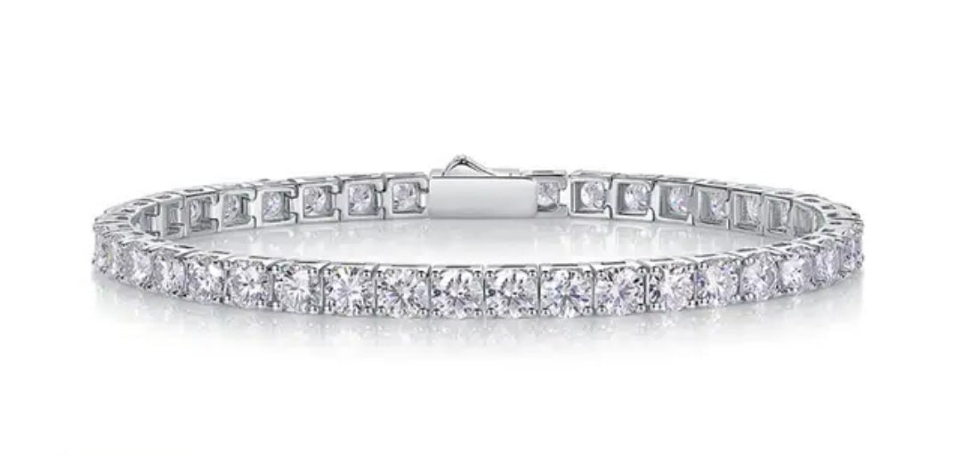 Round cubic zirconia tennis bracelet, alternate view, 635B1570
