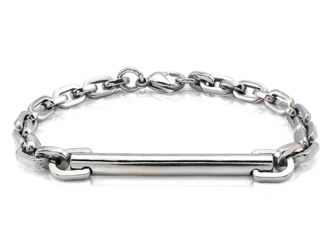 Unisex ID Bar Chain Bracelet.