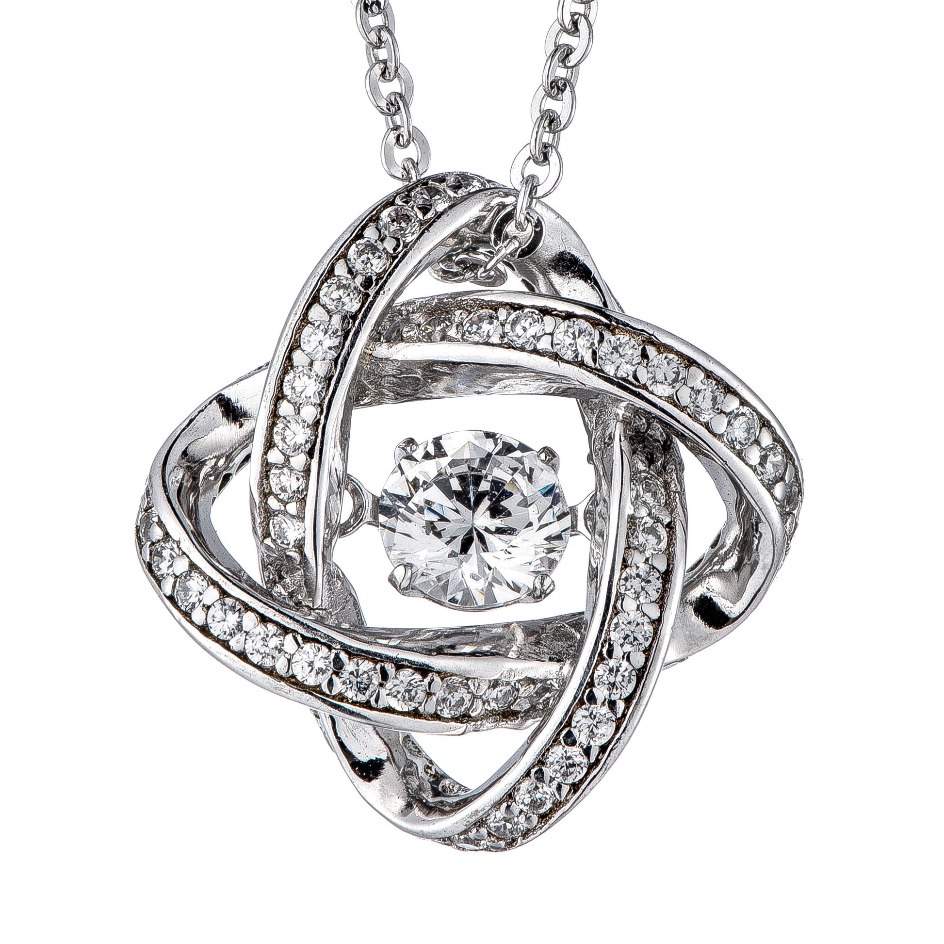 Dancing Diamond Veneer Cubic zirconia Sterling silver Pendant.
