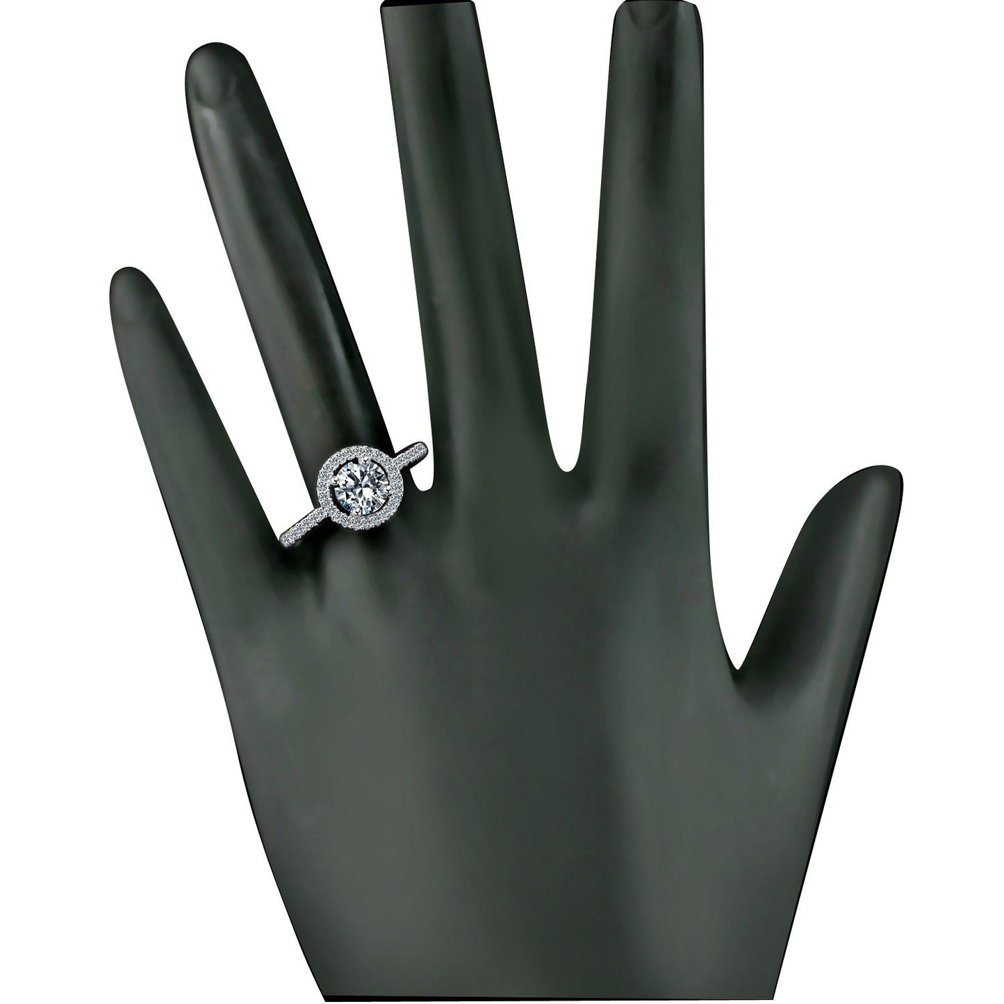 0.75 CT. Intensely Radiant Round Diamond Veneer Cubic Zirconia with Halo Settings Sterling Silver Ring. 635R207