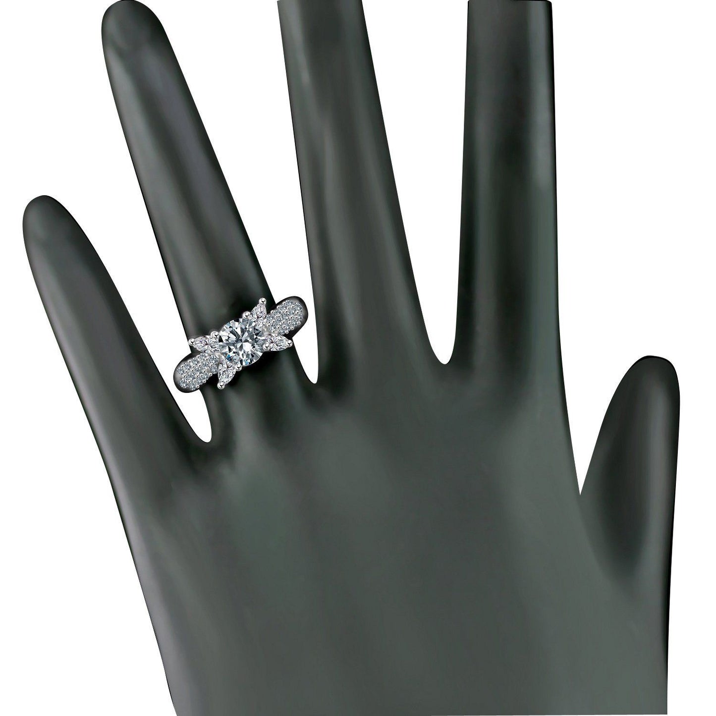0.75 CT.(6mm) Intensely Radiant Round Centered Diamond Veneer Cubic Zirconia Engagement/Wedding Sterling Silver Ring. 635R3228