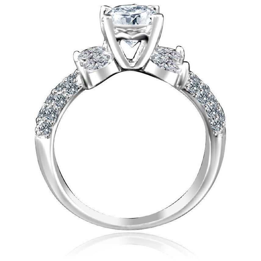 0.75 CT.(6mm) Intensely Radiant Round Centered Diamond Veneer Cubic Zirconia Engagement/Wedding Sterling Silver Ring. 635R3228