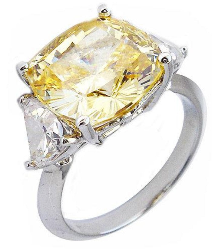 10 CT Center Cushion square Diamond Veneer Cubic Zirconia Sterling Silver Ring.