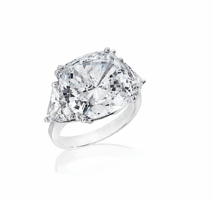 10 CT Center Cushion square Diamond Veneer Cubic Zirconia Sterling Silver Ring.