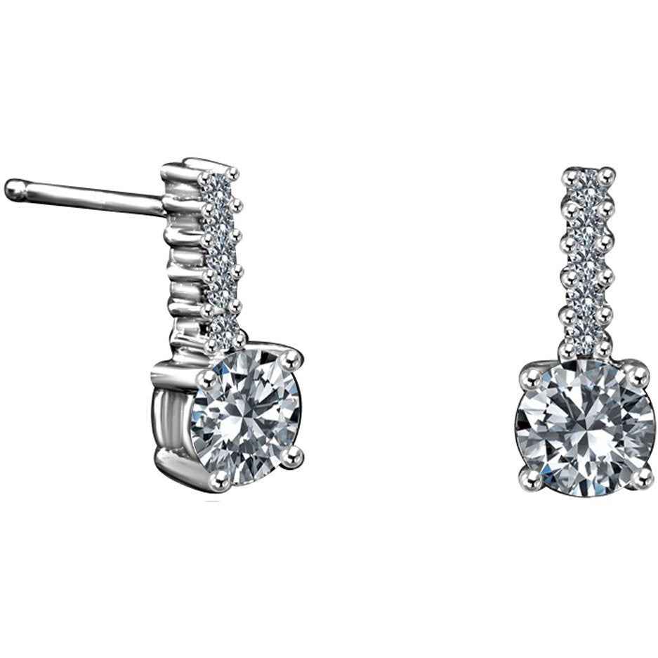 1.5 CT Diamond Veneer Cubic Zirconia Round Drop Sterling Silver Earrings