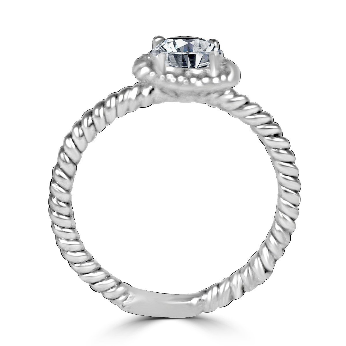 1.5 CT.(5.5mm) Intensely Radiant Round Bezel Diamond Veneer Cubic Zirconia Sterling Silver Rhodium Wedding/Engagement Ring2. 635R75067