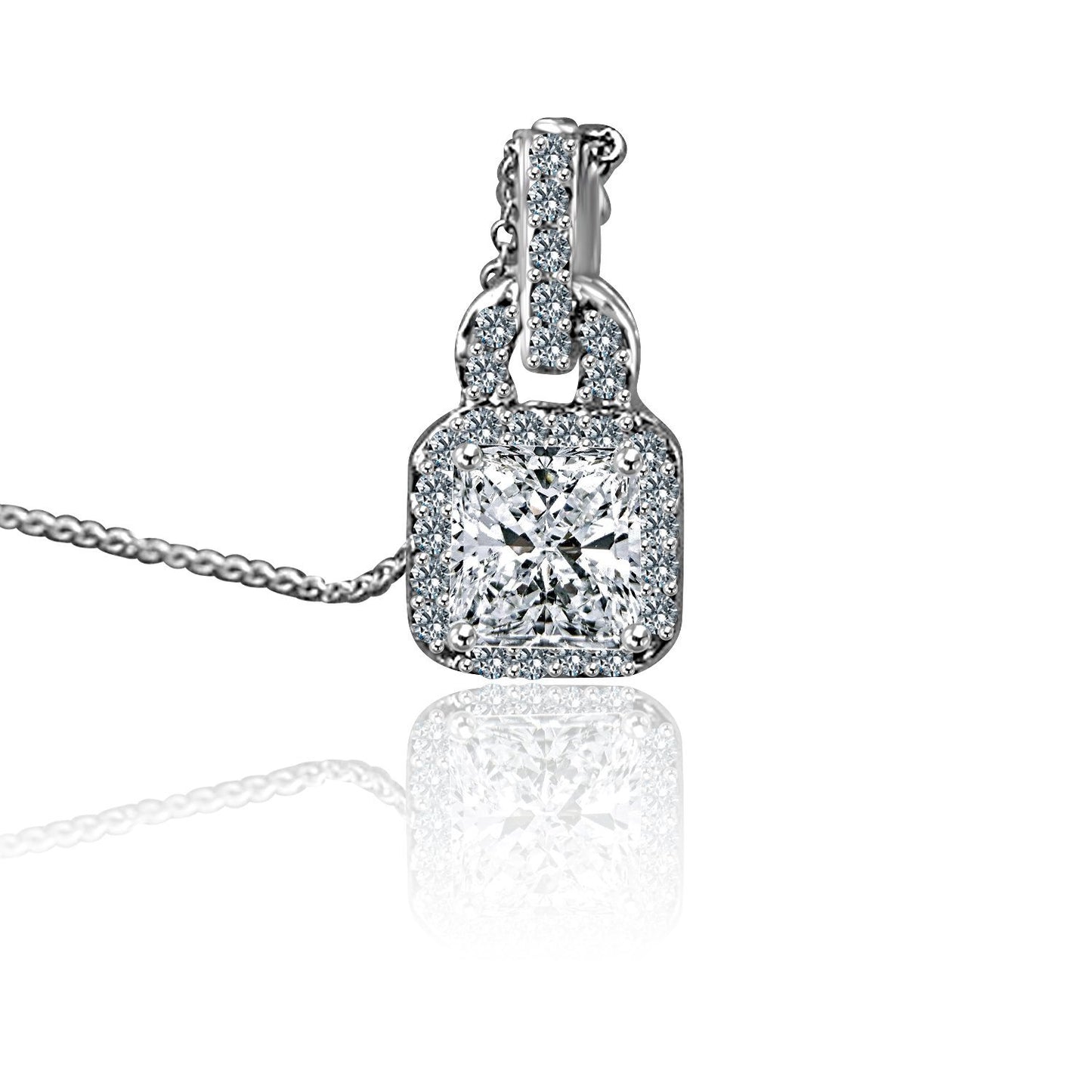 1.5CT square Diamond Veneer Cubic Zirconia Sterling Silver Pendant. 635P10738A