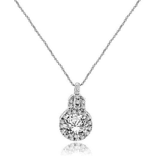 Intensely Radiant Round Diamond Veneer Cubic Zirconia double jeweled Bail Pendant. 635P3234RR | diamond veneer