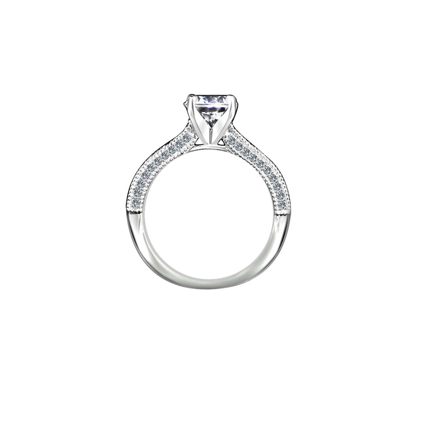 1.5CT Intensely Radiant Round Solitaire Diamond Veneer Cubic Zirconia Sterling Silver Engagement/Wedding Ring. 635R4007