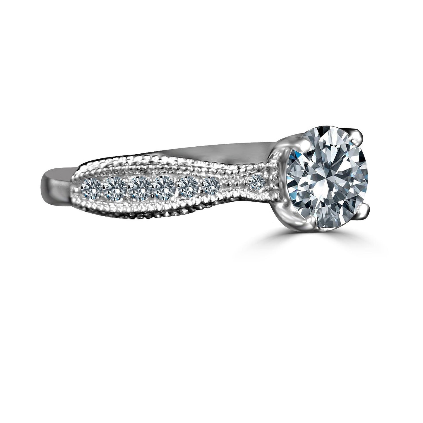 1.5CT Intensely Radiant Round Solitaire Diamond Veneer Cubic Zirconia Sterling Silver Engagement/Wedding Ring. 635R4007