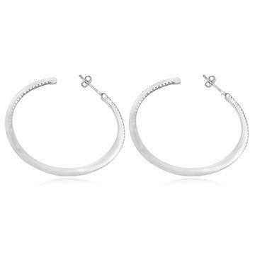 Super thin Double View Hoop Earrings Zirconite Cubic Zirconia Earrings. STE-457