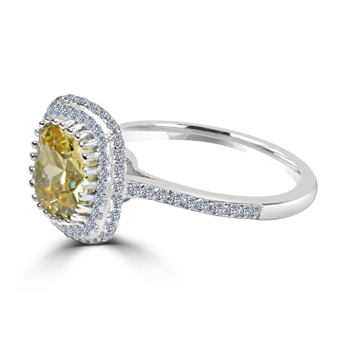 2 CT. Cushion Diamond Veneer Cubic Zirconia Halo Sterling Silver Ring. 635R0249