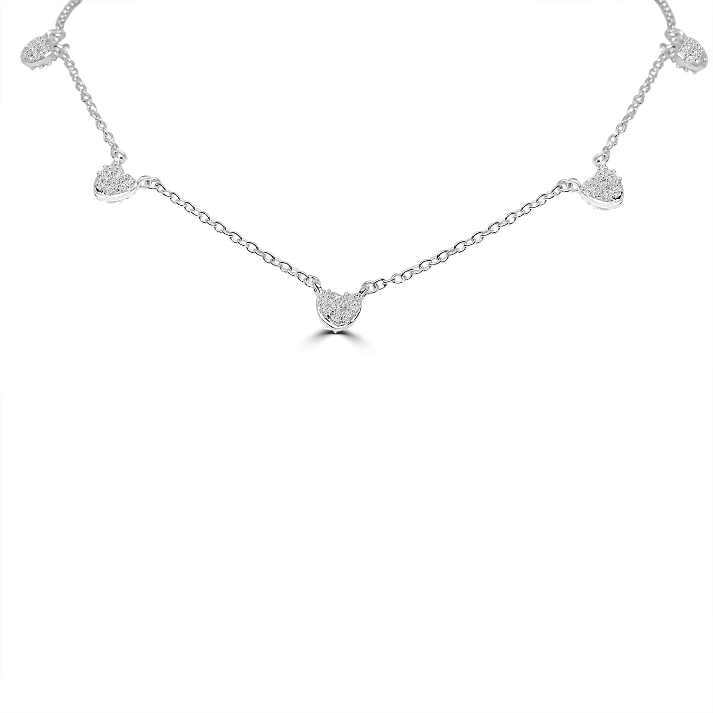 Zirconite Cubic Zirconia Hearts Stations Necklace | DiamondVeneer Fashion
