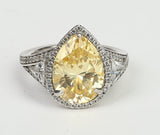 4CT Pear Diamond Veneer Cubic Zirconia fancy canary Ring. 800R513 | DiamondVeneer Fashion