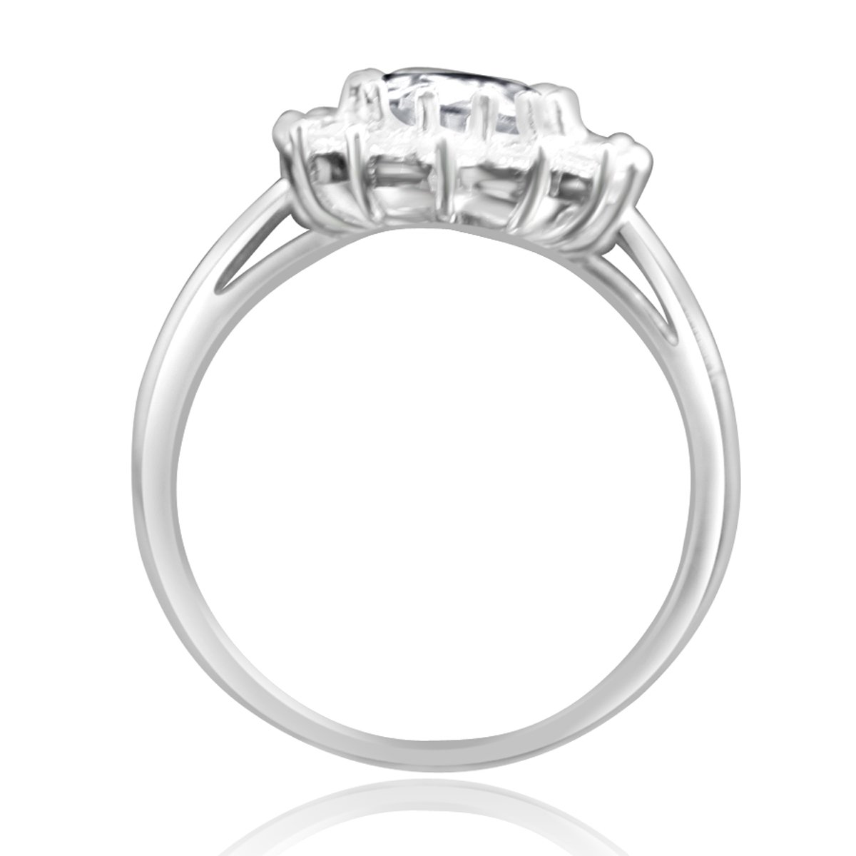 2.5 CT. Intensely Radiant Oval Diamond Veneer Cubic Zirconia Halo Engagement Sterling Silver Ring. 635R3229