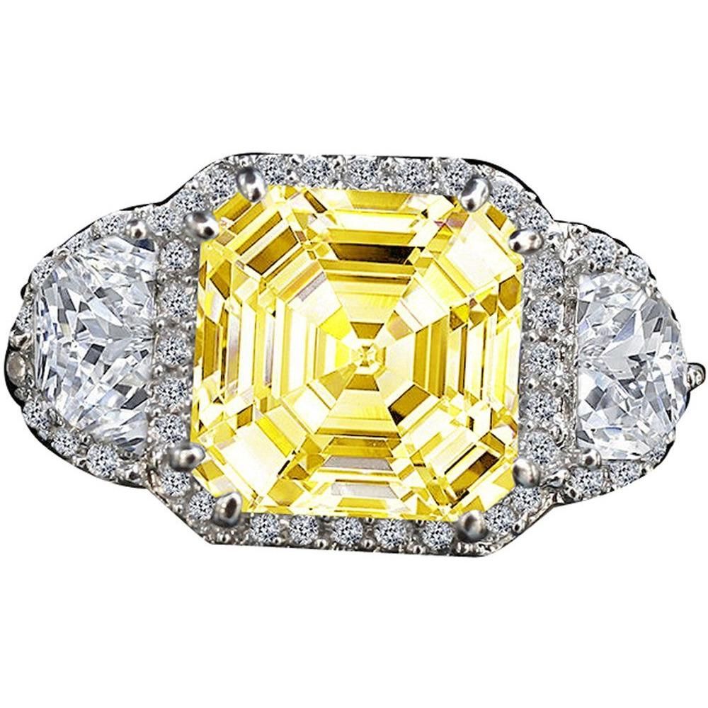 3.5CT Asscher Diamond Veneer Cubic Zirconia Sterling Silver Ring.635R71560