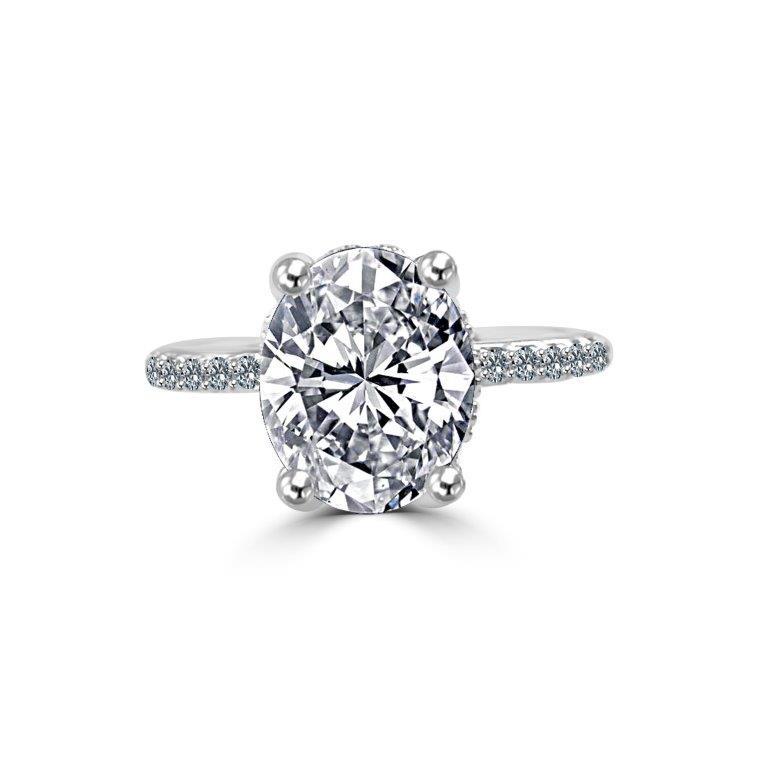 3.5CT Oval Diamond Veneer Cubic Zirconia Sterling silver Ring. 635R71252 | Yaacov Hassidim
